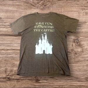 Disney Gray Castle Graphic T-Shirt Large